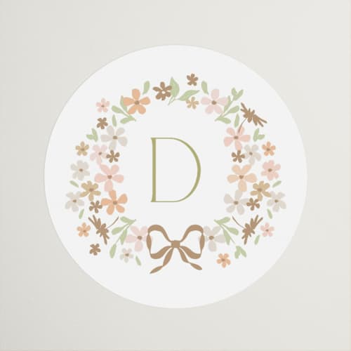This is a leaf custom stickers with standard by Kristie Kern called garden monogram printing on uncoated sticker paper in sticker