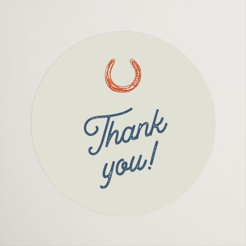 This is a cobalt custom stickers with standard by Erin Hodges called giddy up printing on uncoated sticker paper in sticker
