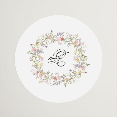 This is a blush custom stickers with standard by Lori Wemple called floral frame printing on uncoated sticker paper in sticker