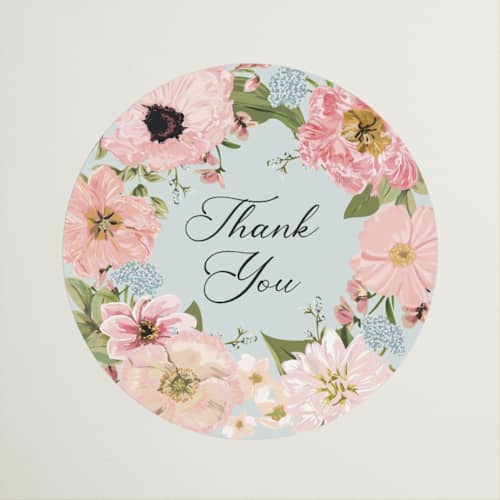 This is a blush custom stickers with standard by Susan Moyal called blooming printing on uncoated sticker paper in sticker