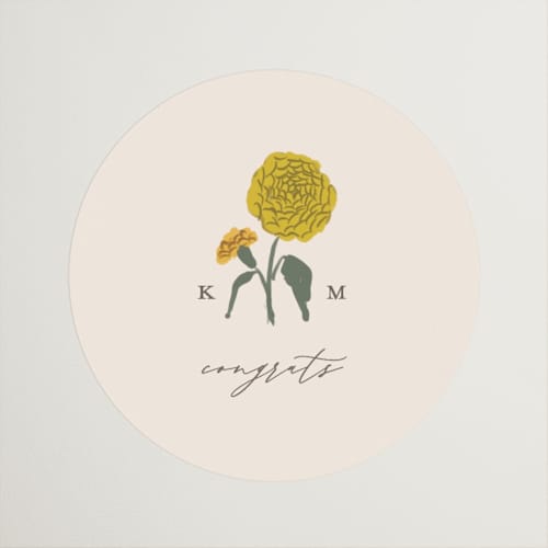 This is a cream custom stickers with standard by Lori Wemple called floral bouquet printing on uncoated sticker paper in sticker