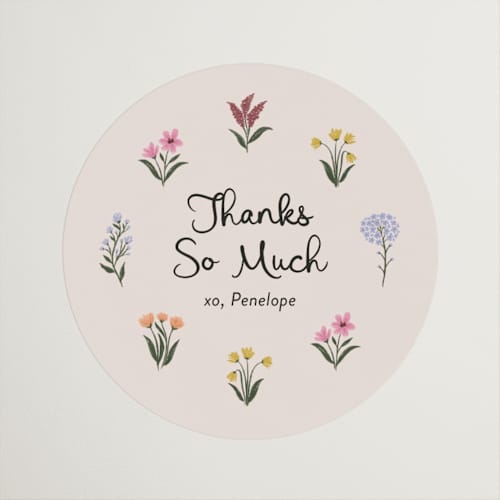This is a spring custom stickers with standard by Rachel Mattern called wildflower bloom printing on uncoated sticker paper in sticker