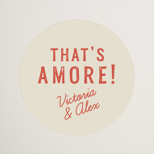 This is a tomato custom stickers with standard by Sherley Ferreira called that's amore printing on uncoated sticker paper in sticker