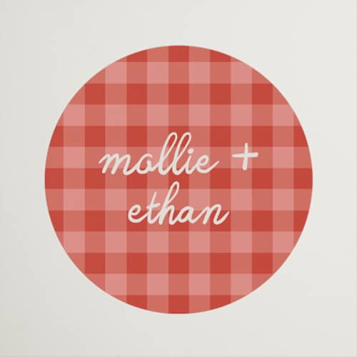 This is a tomato custom stickers with standard by Kelly Watkins called gingham garden printing on uncoated sticker paper in sticker