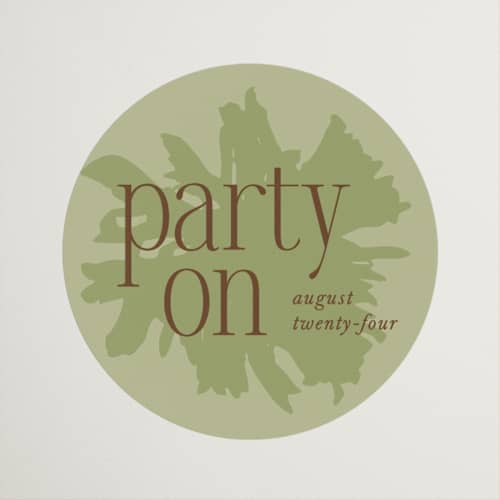 This is a tapenade custom stickers with standard by Kamala Nahas called birthday soiree printing on uncoated sticker paper in sticker