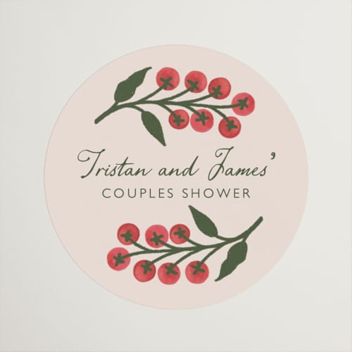 This is a tomato custom stickers with standard by Katharine Watson called cherry tomatoes printing on uncoated sticker paper in sticker