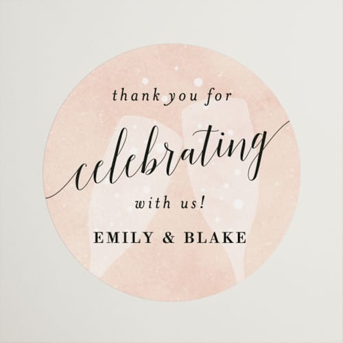 This is a champagne wedding favor labels with standard by Kelly Schmidt called sip sip hooray printing on uncoated sticker paper in sticker