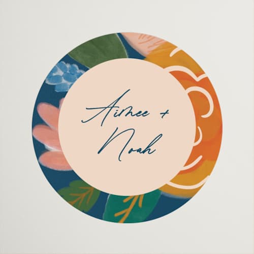 This is a indigo wedding favor labels with standard by Corie Page called floral whimsy printing on uncoated sticker paper in sticker