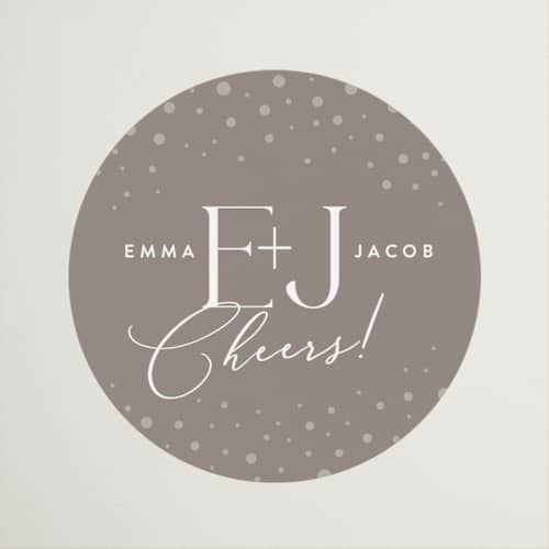 This is a buttercream wedding favor labels with standard by Lisa Assenmacher called let's raise a glass printing on uncoated sticker paper in sticker