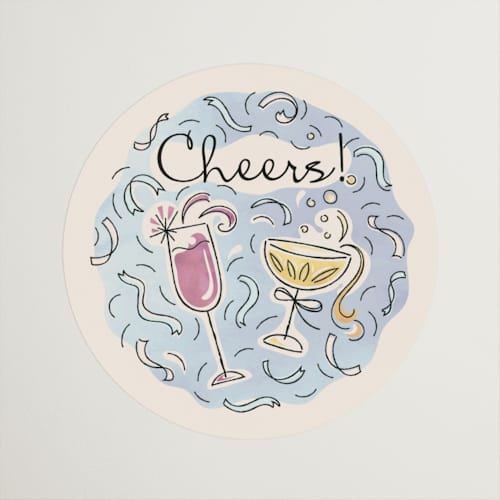 This is a champagne wedding favor labels with standard by Paper Sun Studio called shindig printing on uncoated sticker paper in sticker