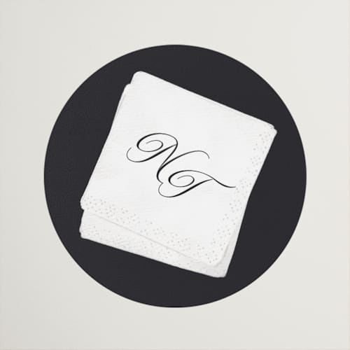 This is a noir wedding favor labels with standard by Gwen Bedat called cocktail napkin printing on uncoated sticker paper in sticker