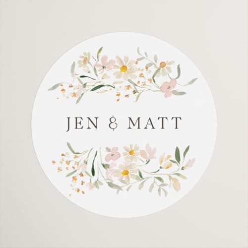 This is a blush wedding favor labels with standard by Itsy Belle Studio called garden engagement printing on uncoated sticker paper in sticker