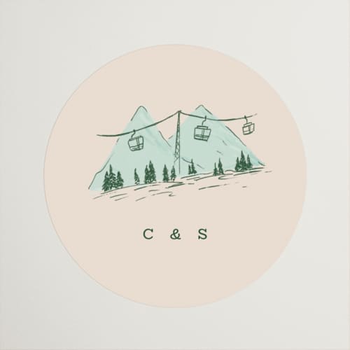 This is a alpine wedding favor labels with standard by Vera Lim called apres yes printing on uncoated sticker paper in sticker