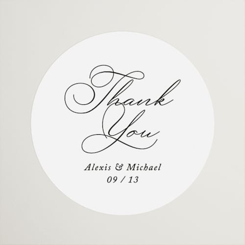 This is a pearl wedding favor labels with standard by Jennifer Postorino called initial printing on uncoated sticker paper in sticker