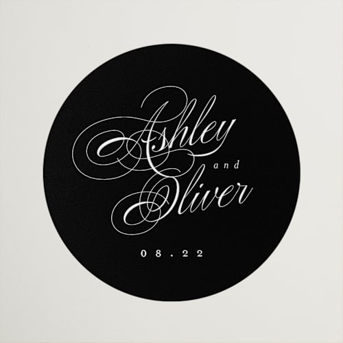 This is a onyx wedding favor labels with standard by Hudson meet Rose called forever printing on uncoated sticker paper in sticker
