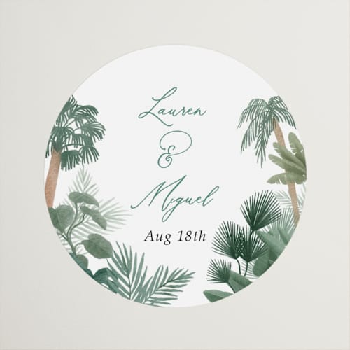 This is a seagreen wedding favor labels with standard by Elly called the greenhouse printing on uncoated sticker paper in sticker