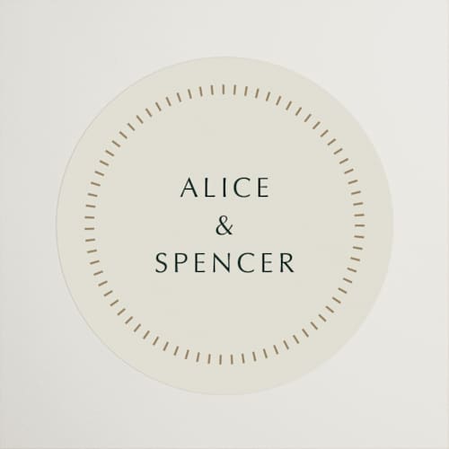 This is a fir wedding favor labels with standard by Kindred Fields called deco arch printing on uncoated sticker paper in sticker