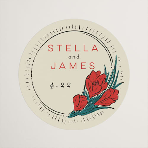 This is a birch wedding favor labels with standard by Shiny Penny Studio called deco spring florals printing on uncoated sticker paper in sticker