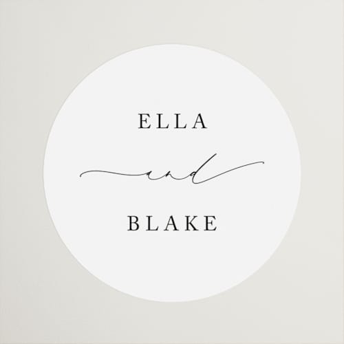 This is a linen wedding favor labels with standard by Jennifer Postorino called breathe printing on uncoated sticker paper in sticker