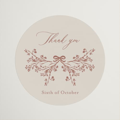 This is a almond wedding favor labels with standard by frau brandt called shining florals printing on uncoated sticker paper in sticker