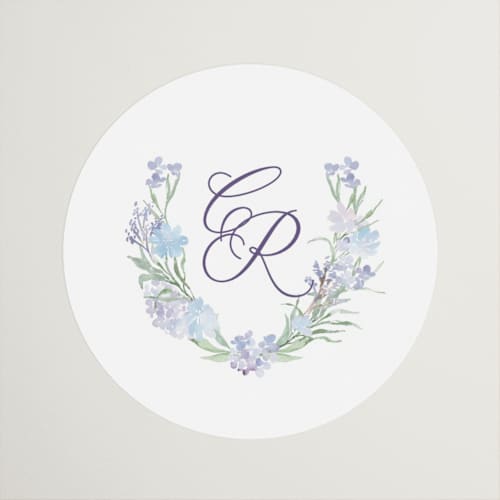 This is a toscana wedding favor labels with standard by Claudia Orengo called hydrangea printing on uncoated sticker paper in sticker