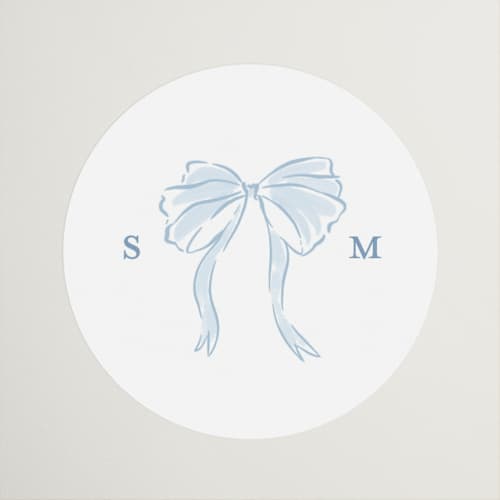 This is a lagoon wedding favor labels with standard by Leah Bisch called bow frame printing on uncoated sticker paper in sticker