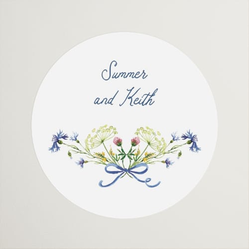 This is a ivory wedding favor labels with standard by frau brandt called wildflower romance printing on uncoated sticker paper in sticker