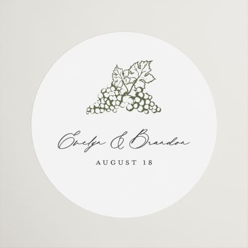 This is a olive wedding favor labels with standard by Sarah Brown called vineyard printing on uncoated sticker paper in sticker