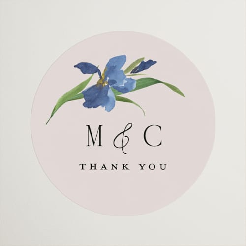 This is a natural wedding favor labels with standard by Everett Paper Goods called irises printing on uncoated sticker paper in sticker