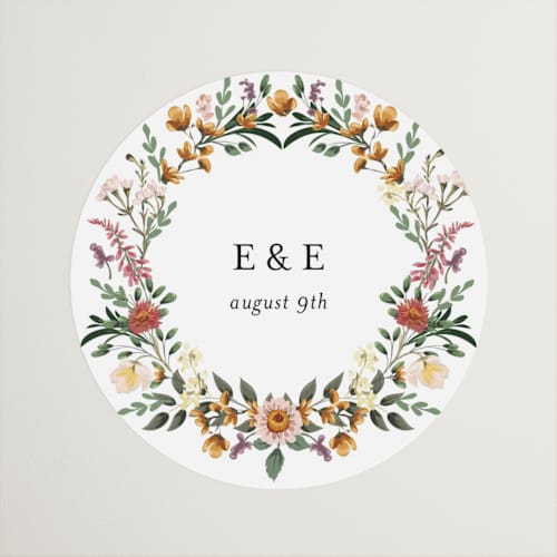 This is a blush wedding favor labels with standard by Susan Moyal called blooming vine printing on uncoated sticker paper in sticker