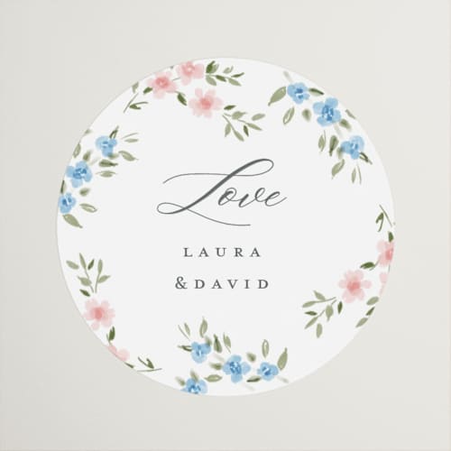 This is a spring wedding favor labels with standard by Petra Kern called disney's once upon in a dream printing on uncoated sticker paper in sticker