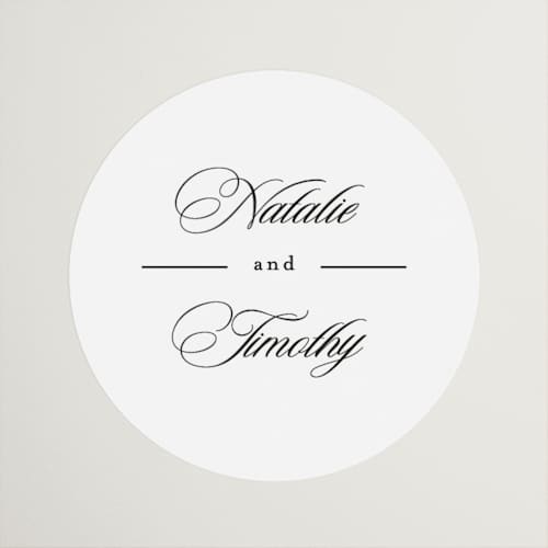 This is a noir wedding favor labels with standard by Kimberly FitzSimons called sincerity printing on uncoated sticker paper in sticker