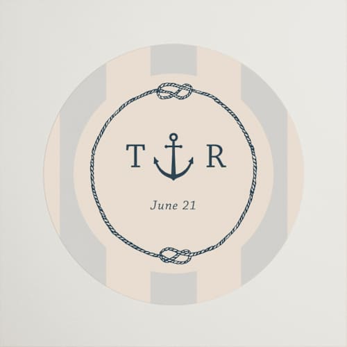 This is a sea breeze wedding favor labels with standard by Rebecca Durflinger called nautical nuptials printing on uncoated sticker paper in sticker