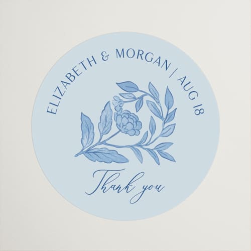 This is a porcelain wedding favor labels with standard by Elly called porcelain floral printing on uncoated sticker paper in sticker