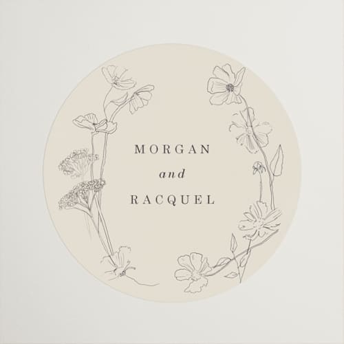This is a ivory wedding favor labels with standard by Baumbirdy called floral stamp printing on uncoated sticker paper in sticker