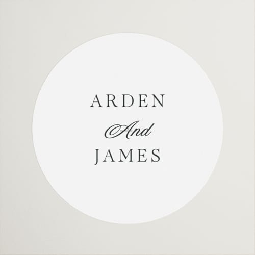 This is a pearl wedding favor labels with standard by Stacey Meacham called opulence printing on uncoated sticker paper in sticker