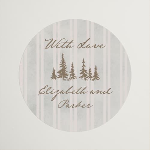 This is a dew wedding favor labels with standard by Petra Kern called mountain love printing on uncoated sticker paper in sticker