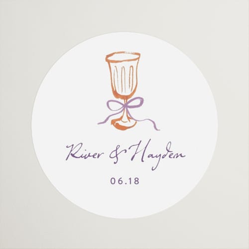 This is a hydrangea wedding favor labels with standard by Cass Loh called tablescape drawing printing on uncoated sticker paper in sticker
