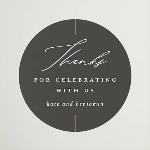 This is a iron wedding favor labels with standard by Erica Krystek called formal lines printing on uncoated sticker paper in sticker