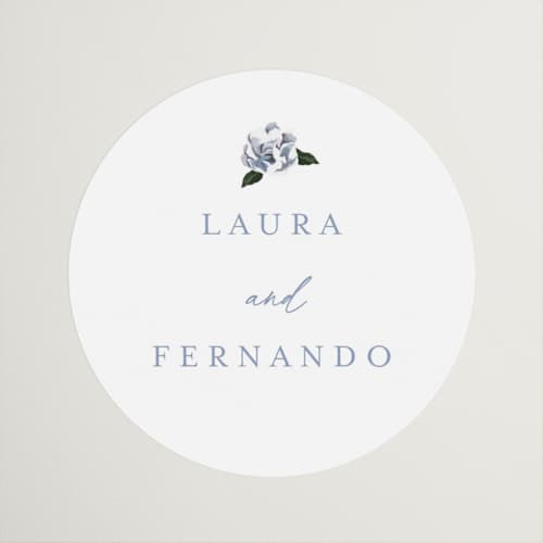 This is a french wedding favor labels with standard by Design Lotus called be with you printing on uncoated sticker paper in sticker