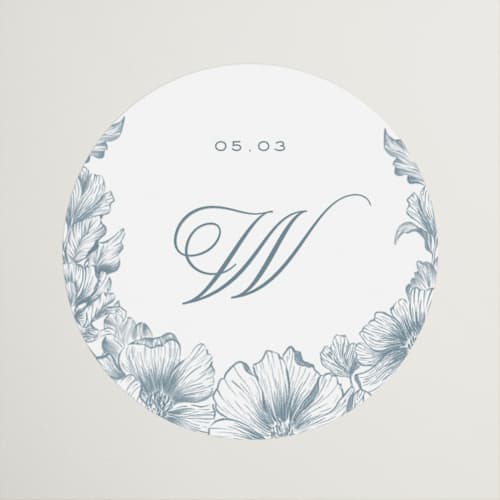 This is a lake wedding favor labels with standard by Leah Bisch called wreath in bloom printing on uncoated sticker paper in sticker