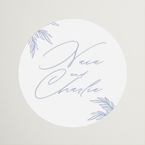 This is a pale cerulean wedding favor labels with standard by Sabrin Deirani called ocean dreams printing on uncoated sticker paper in sticker