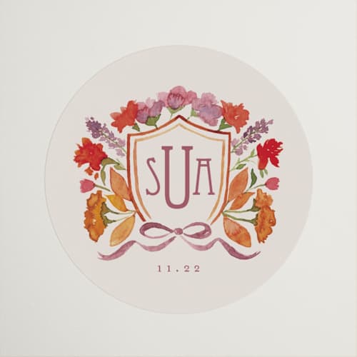 This is a autumn wedding favor labels with standard by Pink House Press called crest fall printing on uncoated sticker paper in sticker
