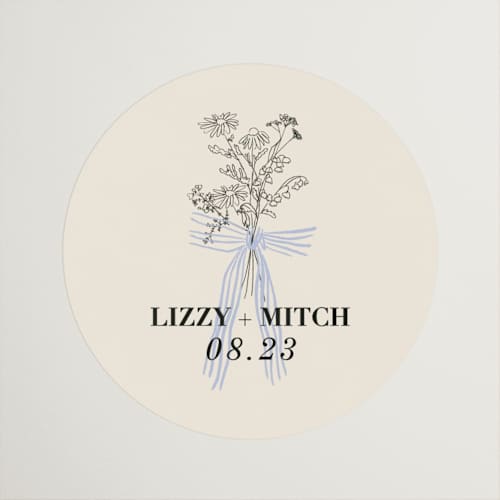 This is a daisy wedding favor labels with standard by Baumbirdy called sealed printing on uncoated sticker paper in sticker