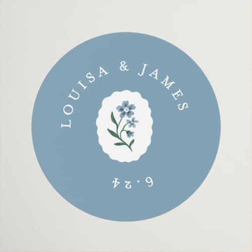 This is a periwinkle wedding favor labels with standard by Alethea and Ruth called sweet vintage printing on uncoated sticker paper in sticker