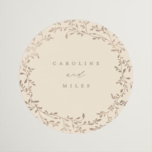 This is a sand wedding favor labels with standard by Creo Study called leafy garland printing on uncoated sticker paper in sticker