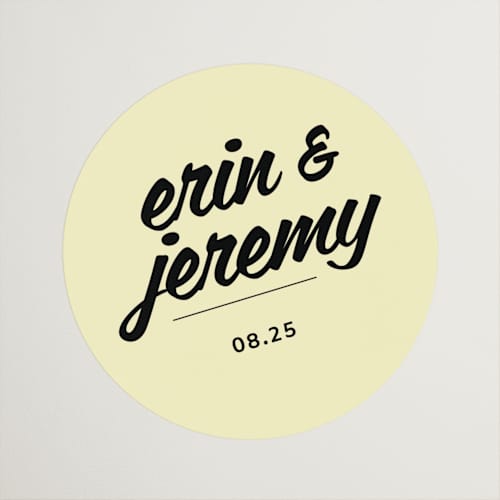 This is a butter wedding favor labels with standard by Studio Suku called courthouse printing on uncoated sticker paper in sticker