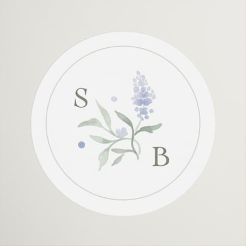This is a periwinkle wedding favor labels with standard by Kristen Smith called delicate vines printing on uncoated sticker paper in sticker