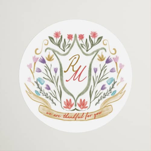This is a sunset wedding favor labels with standard by Maja Cunningham called chantilly printing on uncoated sticker paper in sticker