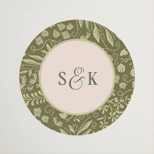 This is a meadow wedding favor labels with standard by Melanie Kosuge called soria printing on uncoated sticker paper in sticker